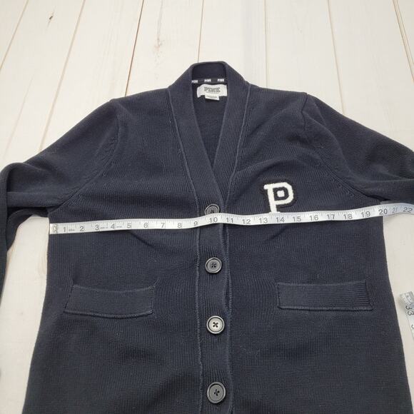 Pink Victorias Secret varsity black knit button front cardigan sweater - Picture 6 of 8